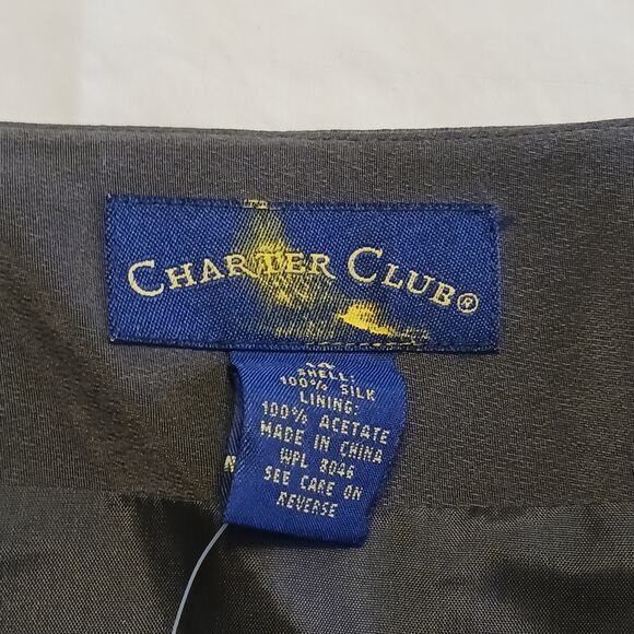 Charter Club Women's Size 14 Greenish Brown Midi Wrap Skirt 100% Silk NWT $65 - Picture 2 of 9